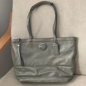 Coach gray zippered tote style F15142